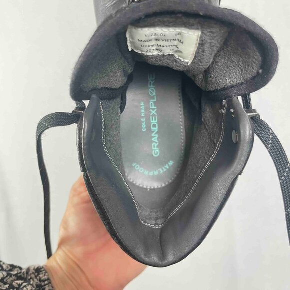 Cole Haan GrandExplore Waterproof Laceup Wedge Boots in Black Womens Size 6B - Picture 12 of 16